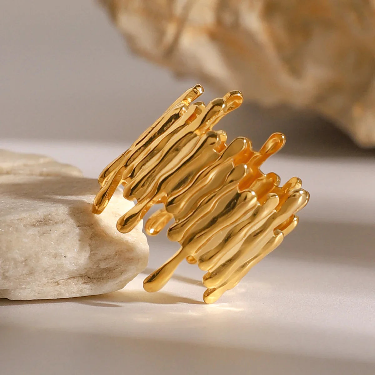 Women's Adjustable Statement Ring with Organic Structure