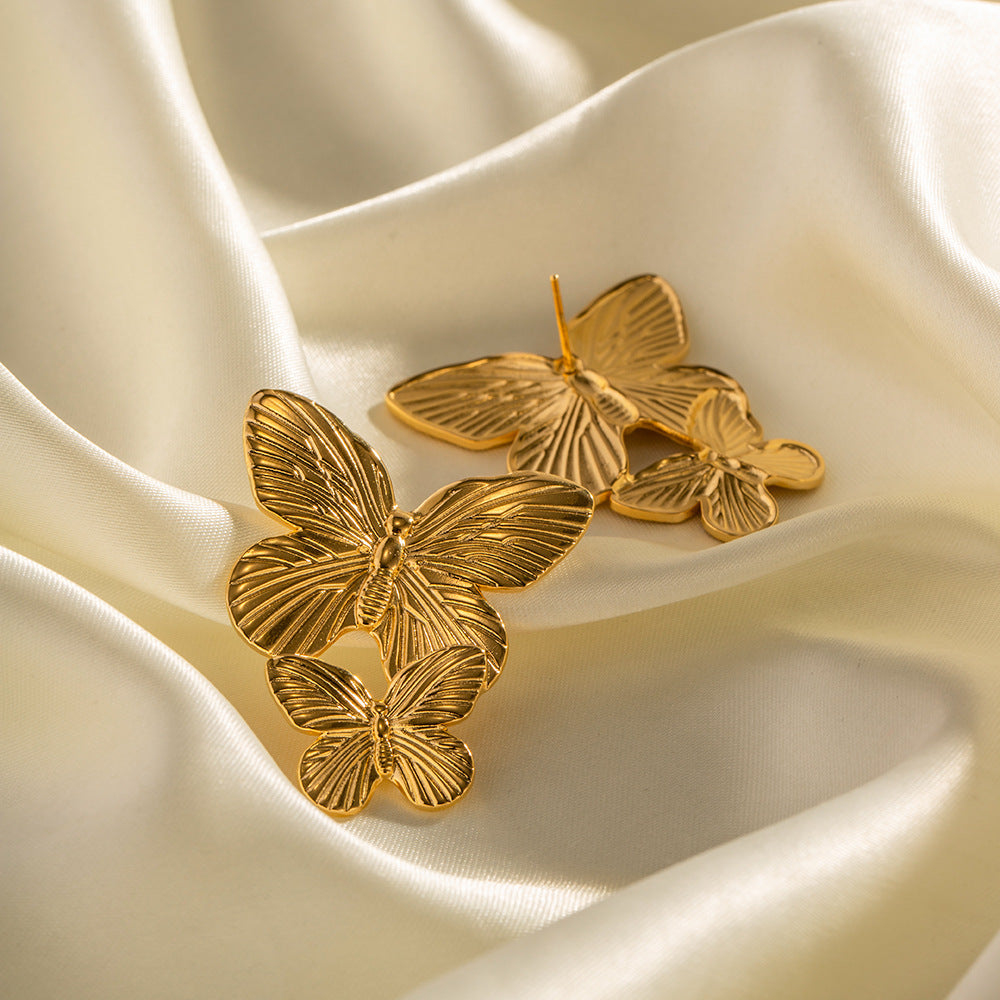 Mariah - Gold Earrings with Butterfly Design