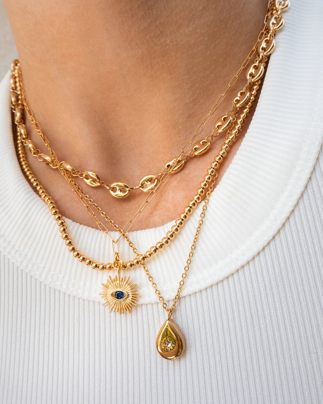 Oval Layered Chain Necklace