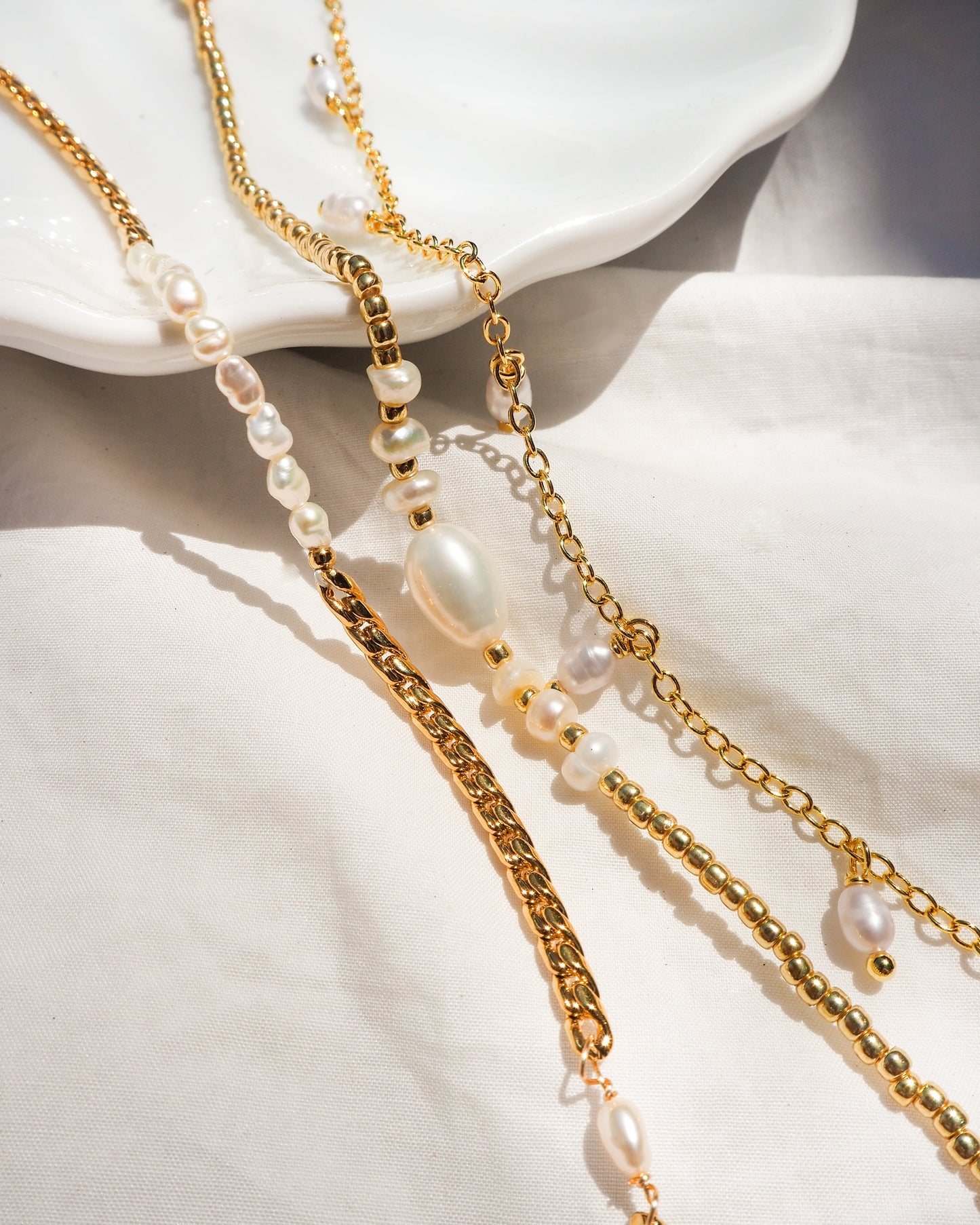 Golden Ankle Chain made of Freshwater Pearls