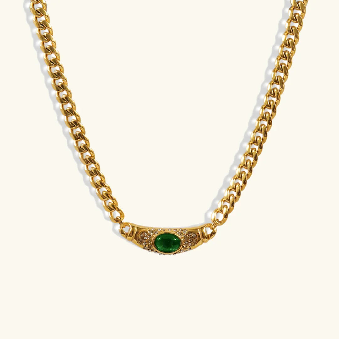Women's Pendant Necklace with Gemstone Simulant and Extension Chain