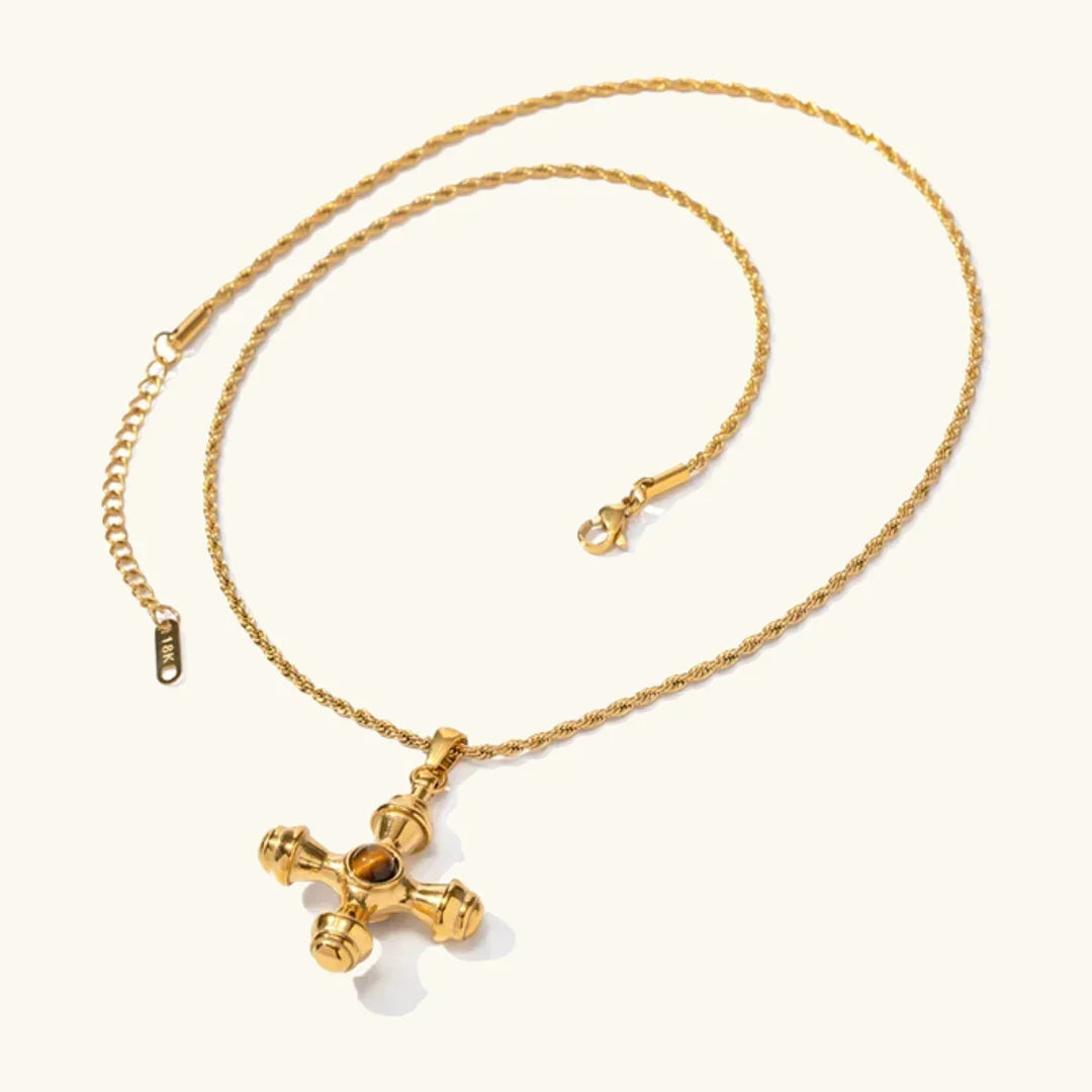 Women's Pendant Necklace with Single Stone and Symmetrical Design