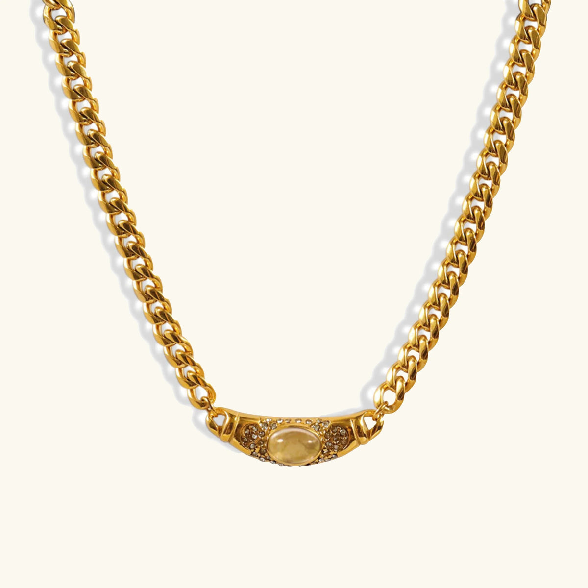 Women's Pendant Necklace with Gemstone Simulant and Extension Chain