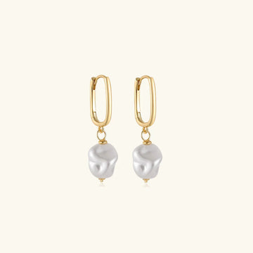 Women's Huggie Earrings with Freshwater Pearl Charms