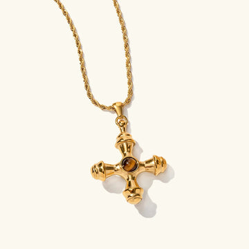 Women's Pendant Necklace with Single Stone and Symmetrical Design