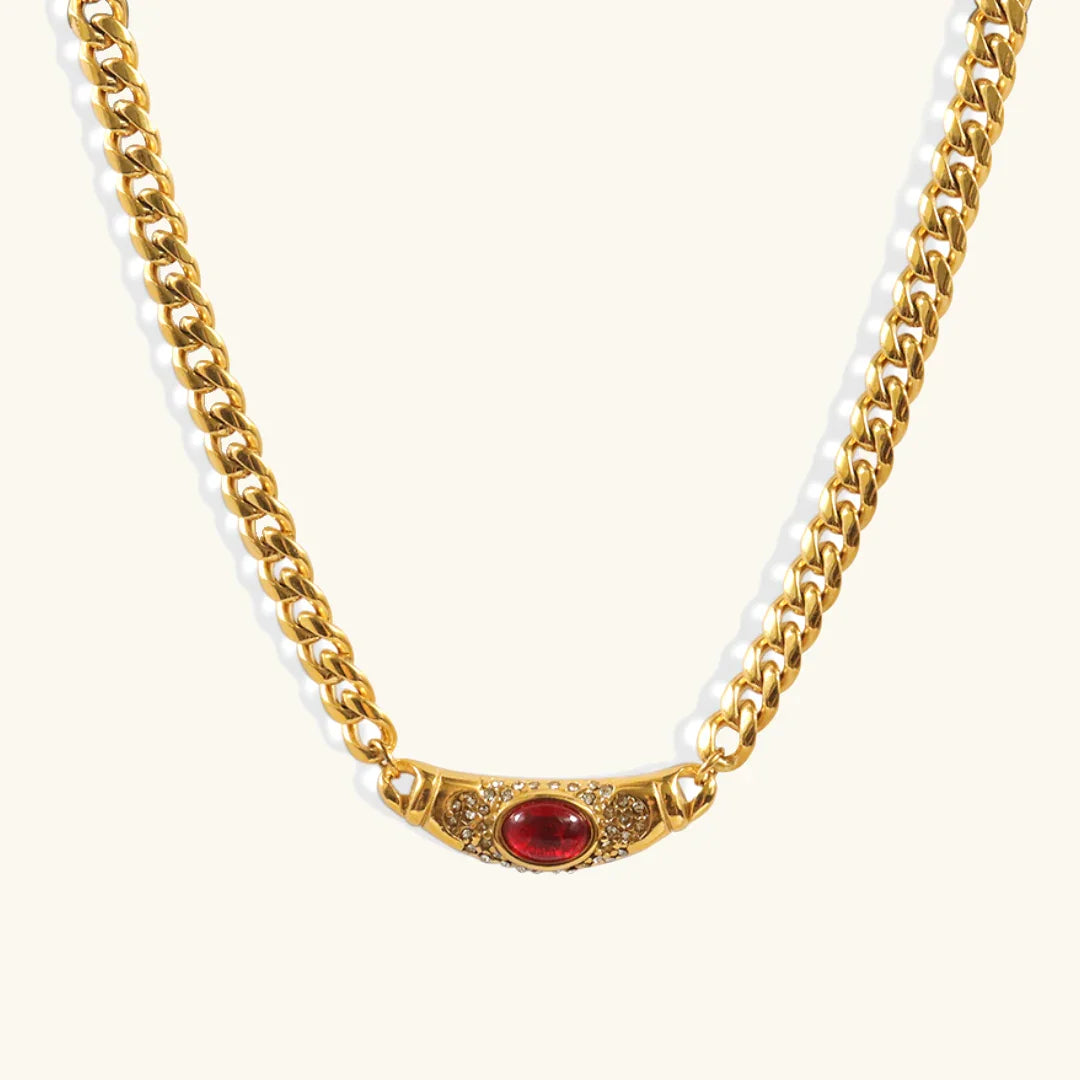 Women's Pendant Necklace with Gemstone Simulant and Extension Chain