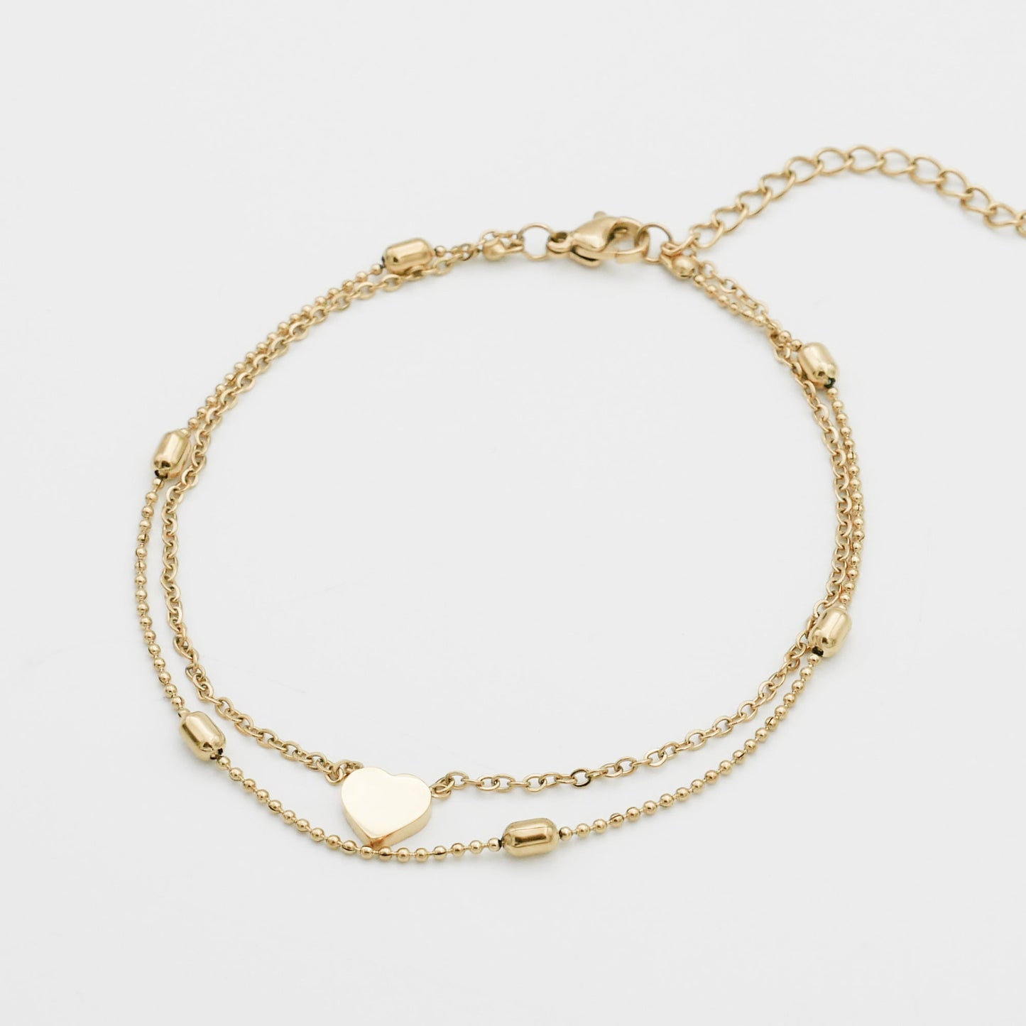 Raisa – Double Anklet with Hearts and Pearls