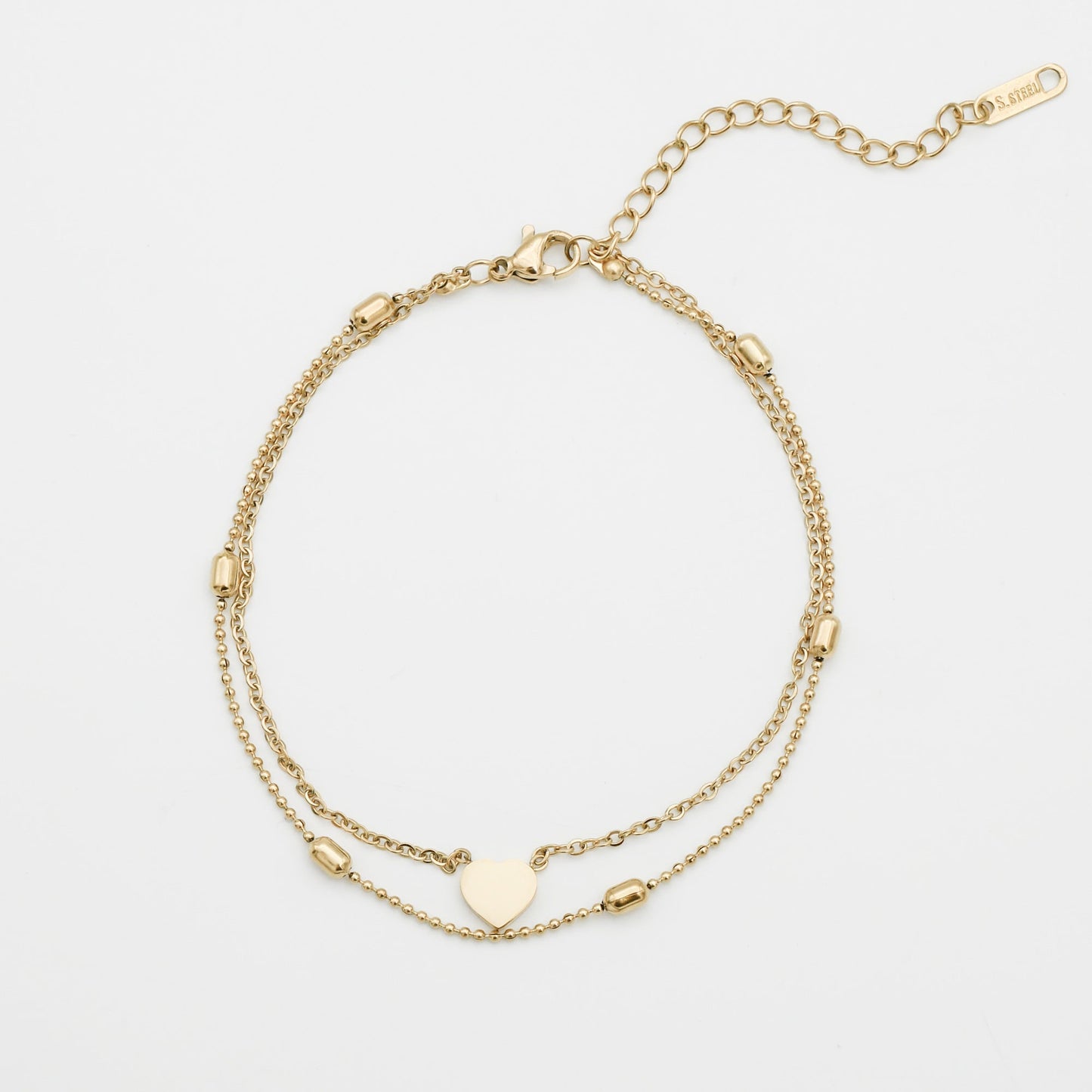 Raisa – Double Anklet with Hearts and Pearls