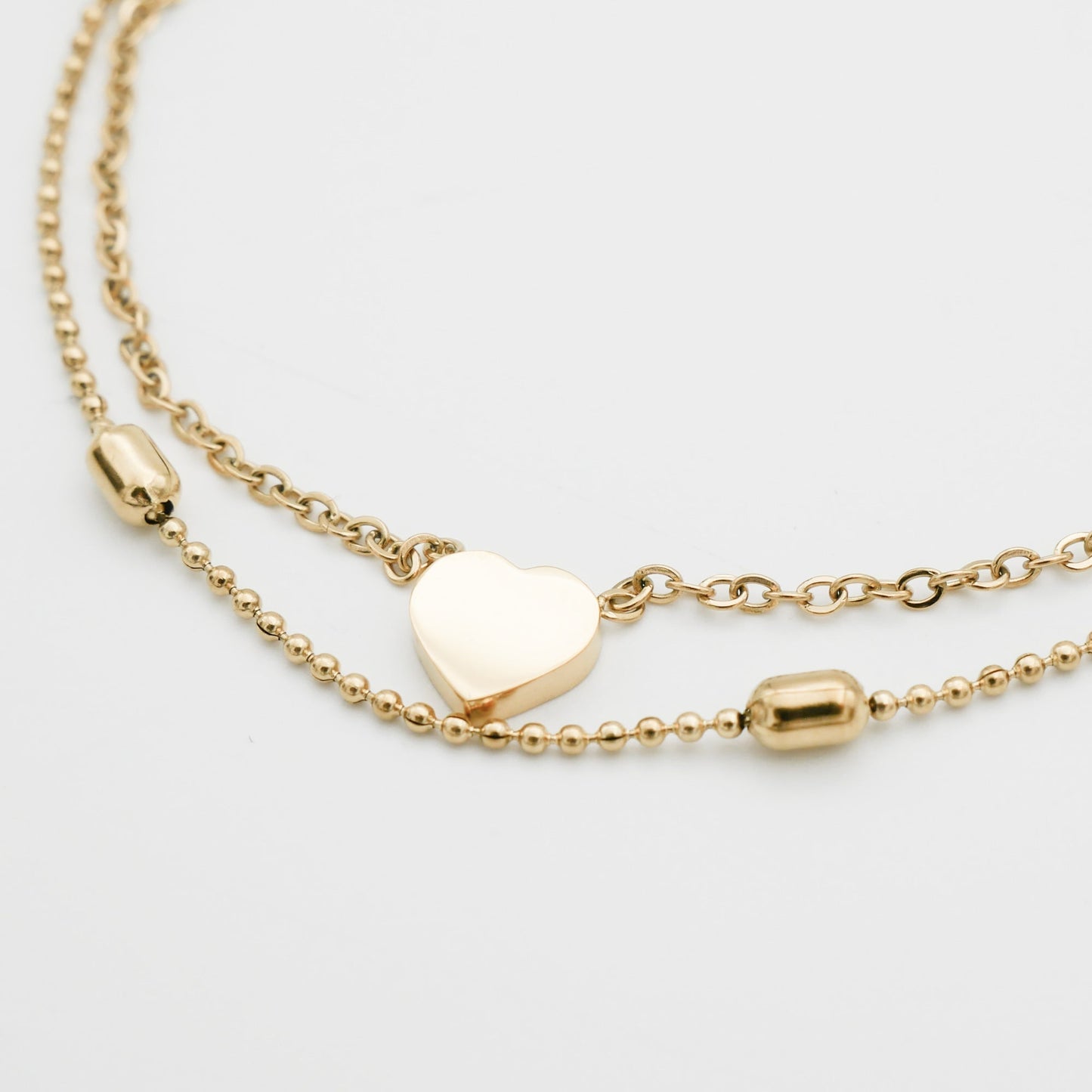 Raisa – Double Anklet with Hearts and Pearls