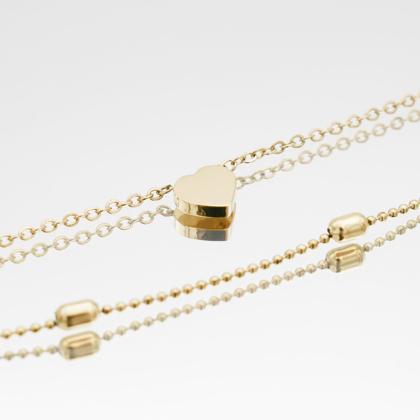 Raisa – Double Anklet with Hearts and Pearls