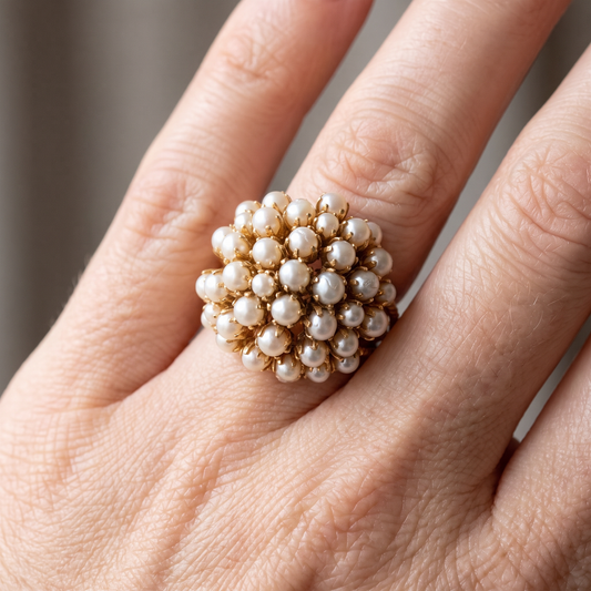 Alma – Gold-Plated Ring with Pearls
