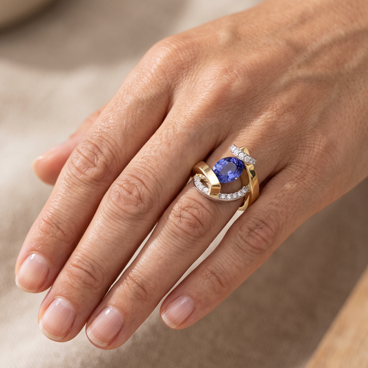 Azura – Vintage Ring with Blue Zircon