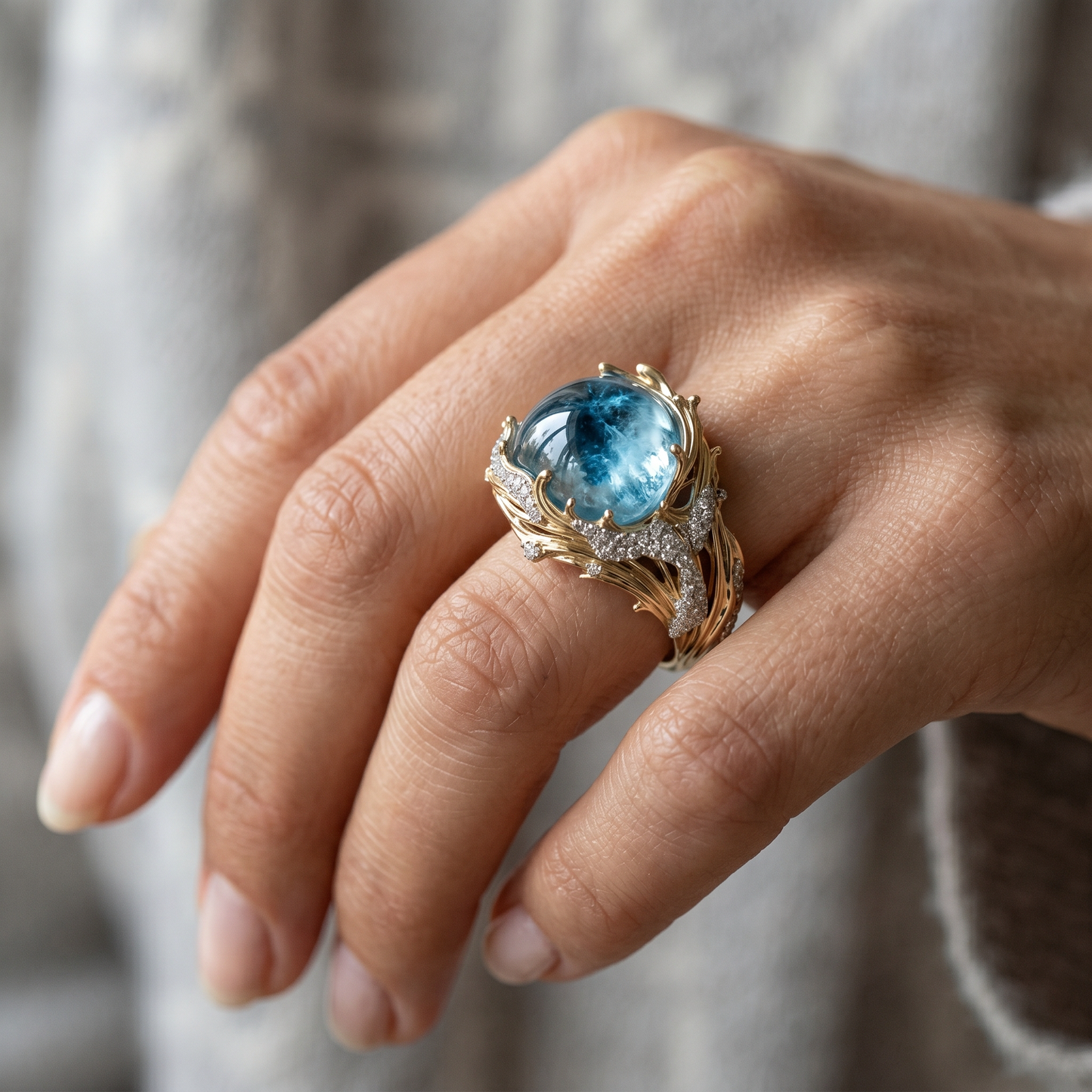 Selena – Vintage ring with ocean crystal