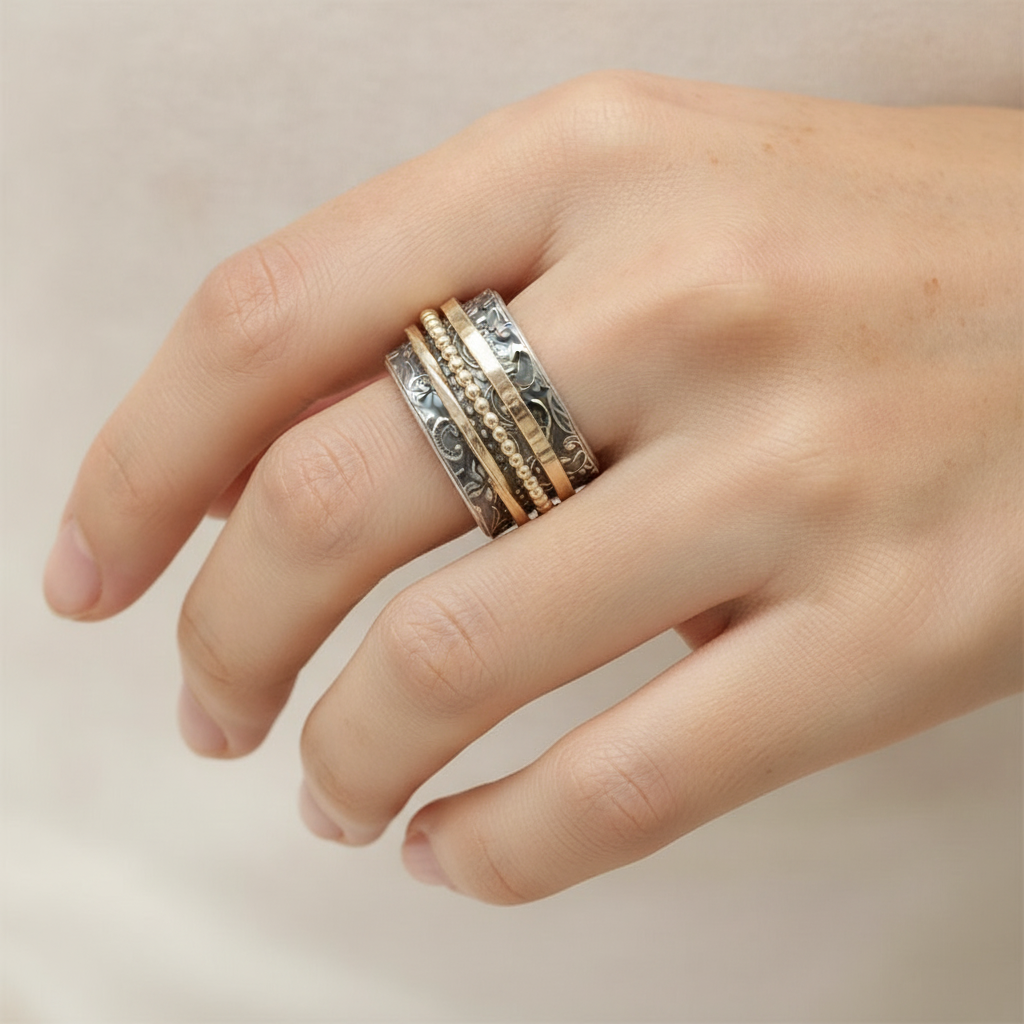 Shyla – Antique Ring in Two Colors of Precious Metal