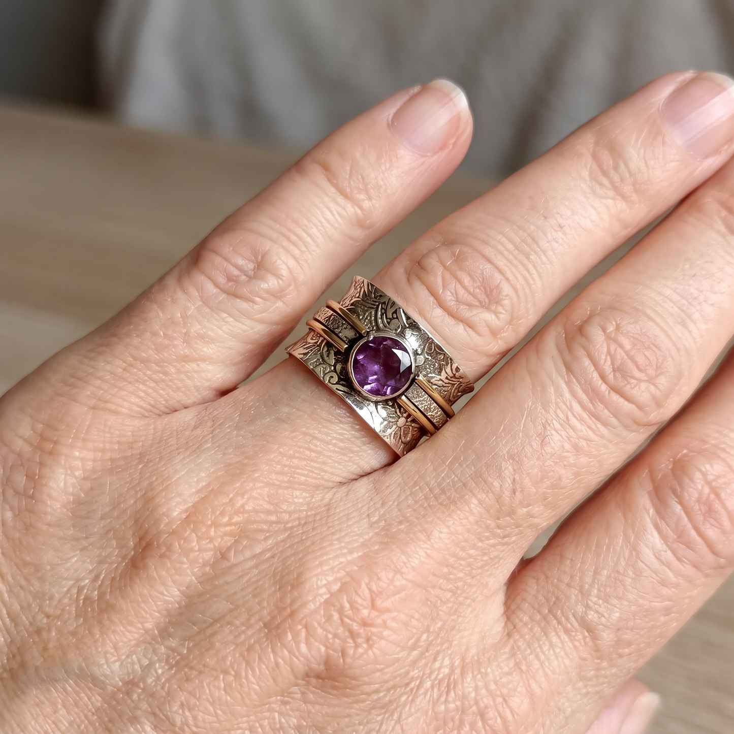 Elanya – Boho Meditation Ring with Crystal