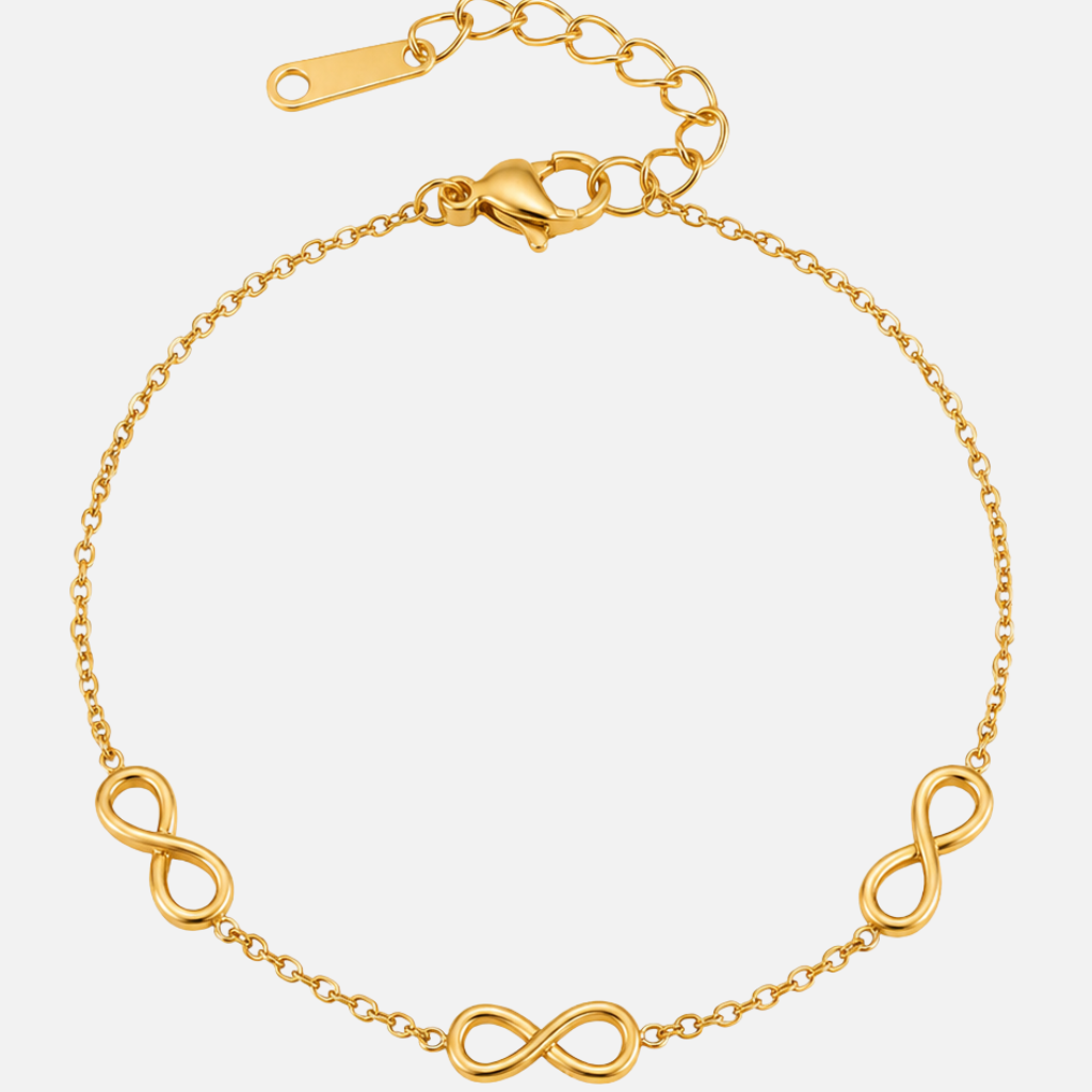 Women’s Infinity Bracelet with Three Symbols and Fine Chain Structure
