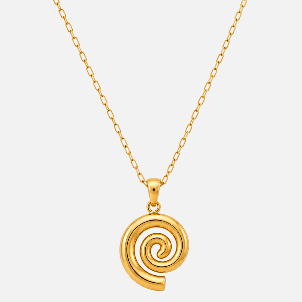 Women’s Pendant Necklace with Spiral-Shaped Pendant and Sculptural Design