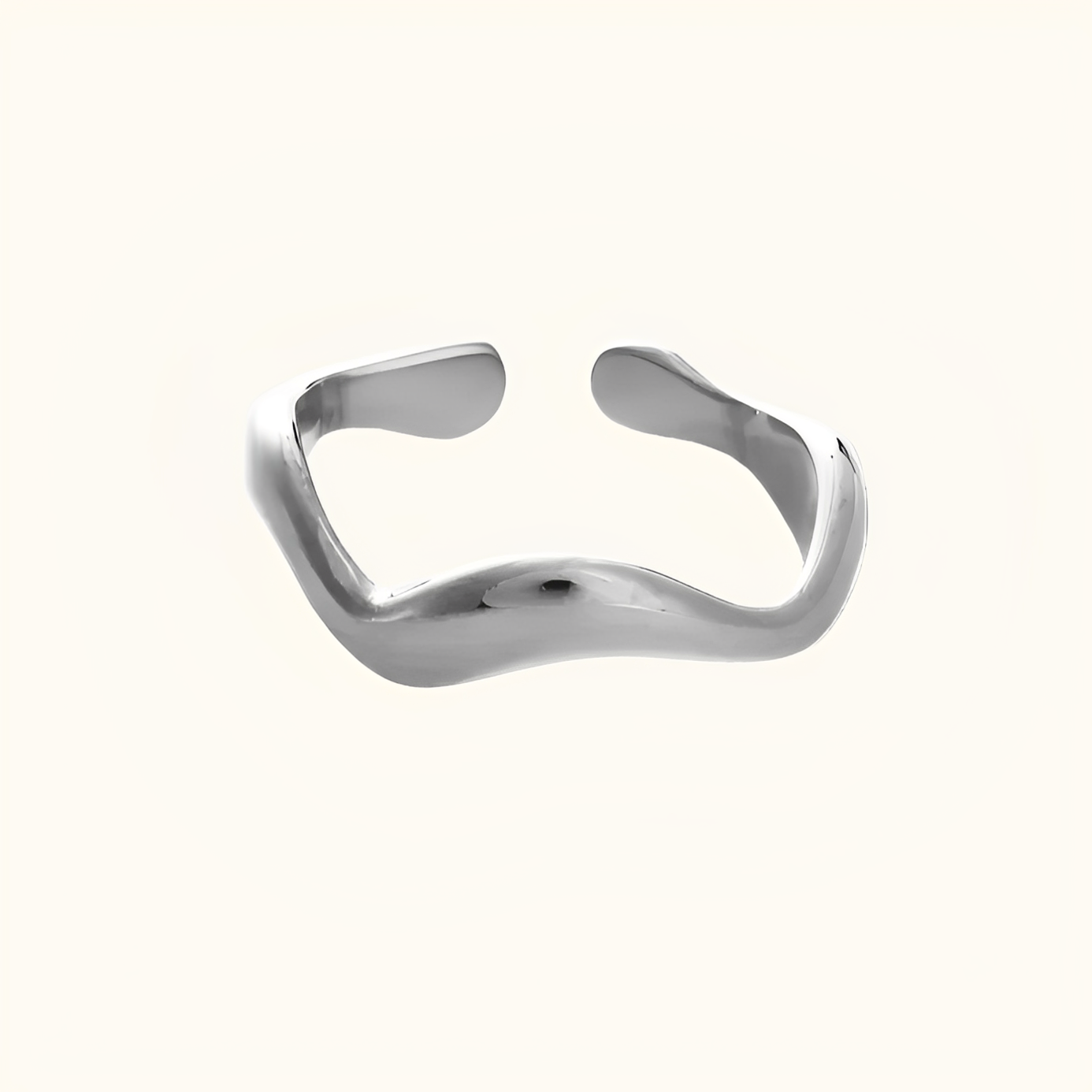 Theva – Open Water Wave Ring in Titanium Steel