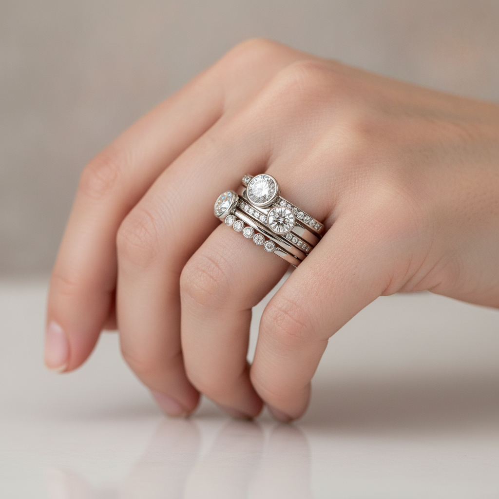 Elvie – Vintage Ring Made of High-Quality Material with Layers and Crystals
