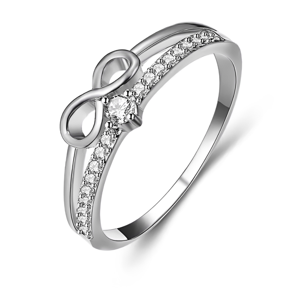 Women's ring with infinity symbol and faceted accents