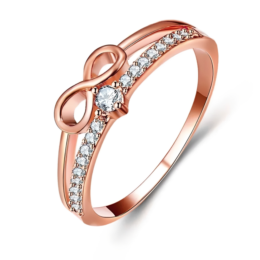 Women's ring with infinity symbol and faceted accents