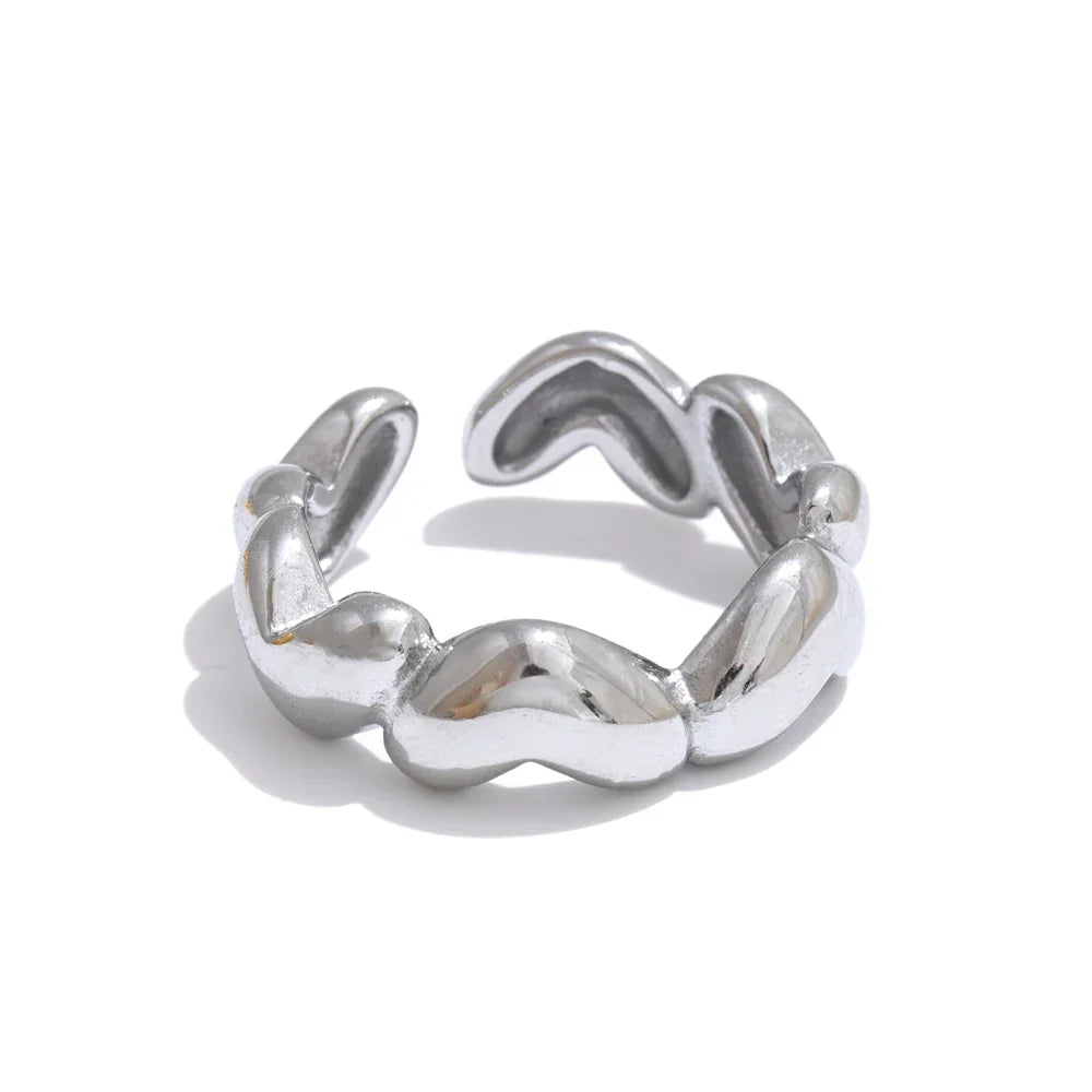 Women’s Open Heart Ring with Polished Surface and Adjustable Band