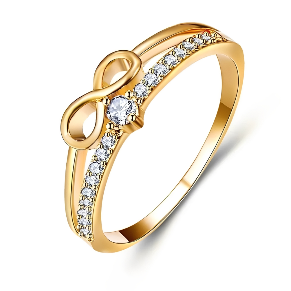 Women's ring with infinity symbol and faceted accents