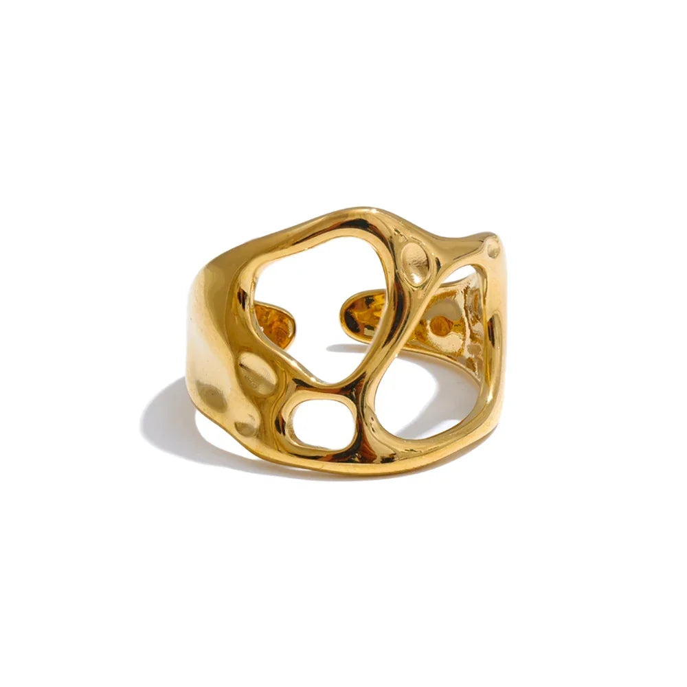 Women’s Adjustable Open Ring with Hollow Geometric Band Design