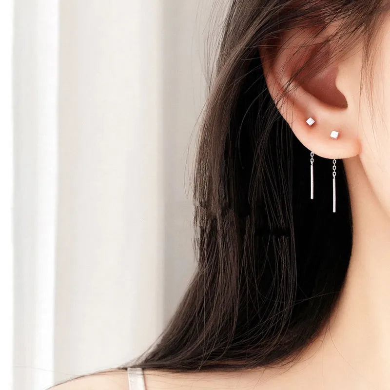 Kaelen – Cube Earrings with Elegant Tassels