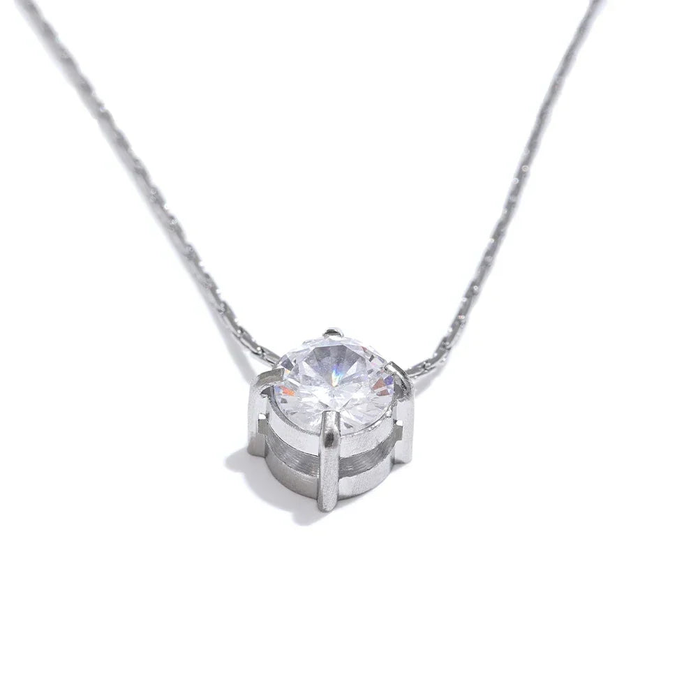 Women's Pendant Necklace with Minimalistic Cast Pendant and Stone Accents