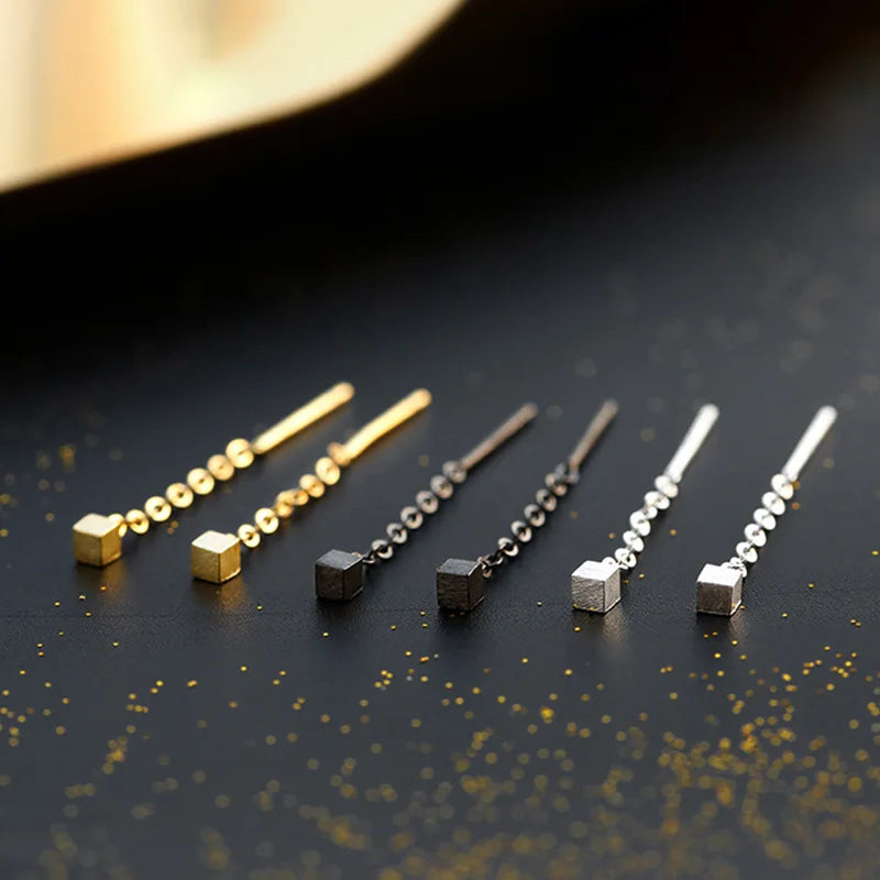 Kaelen – Cube Earrings with Elegant Tassels