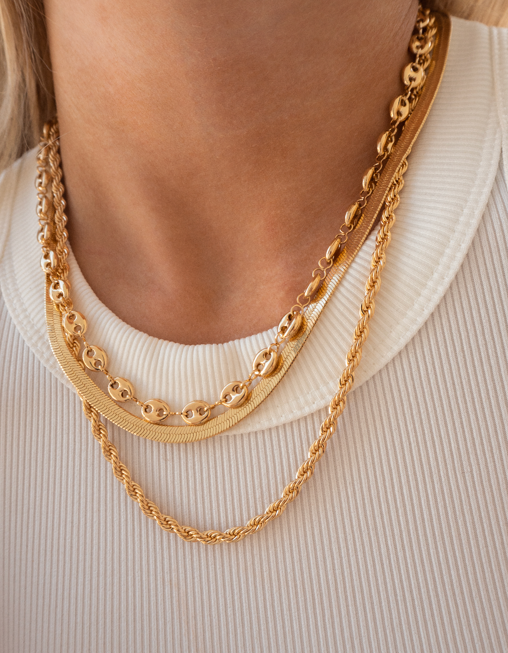 Oval Layered Chain Necklace