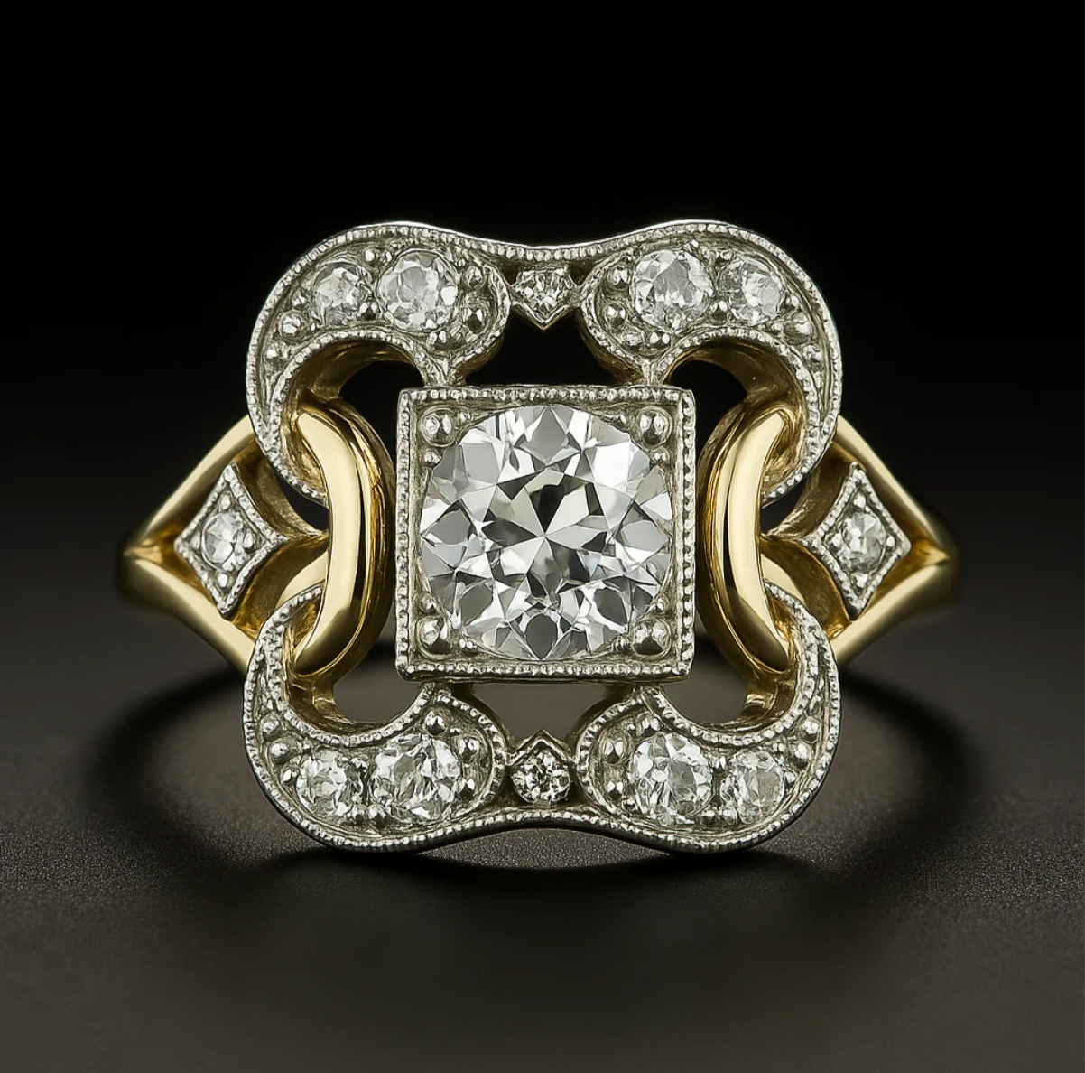 Isla – Vintage ring made of noble metal and zirconia