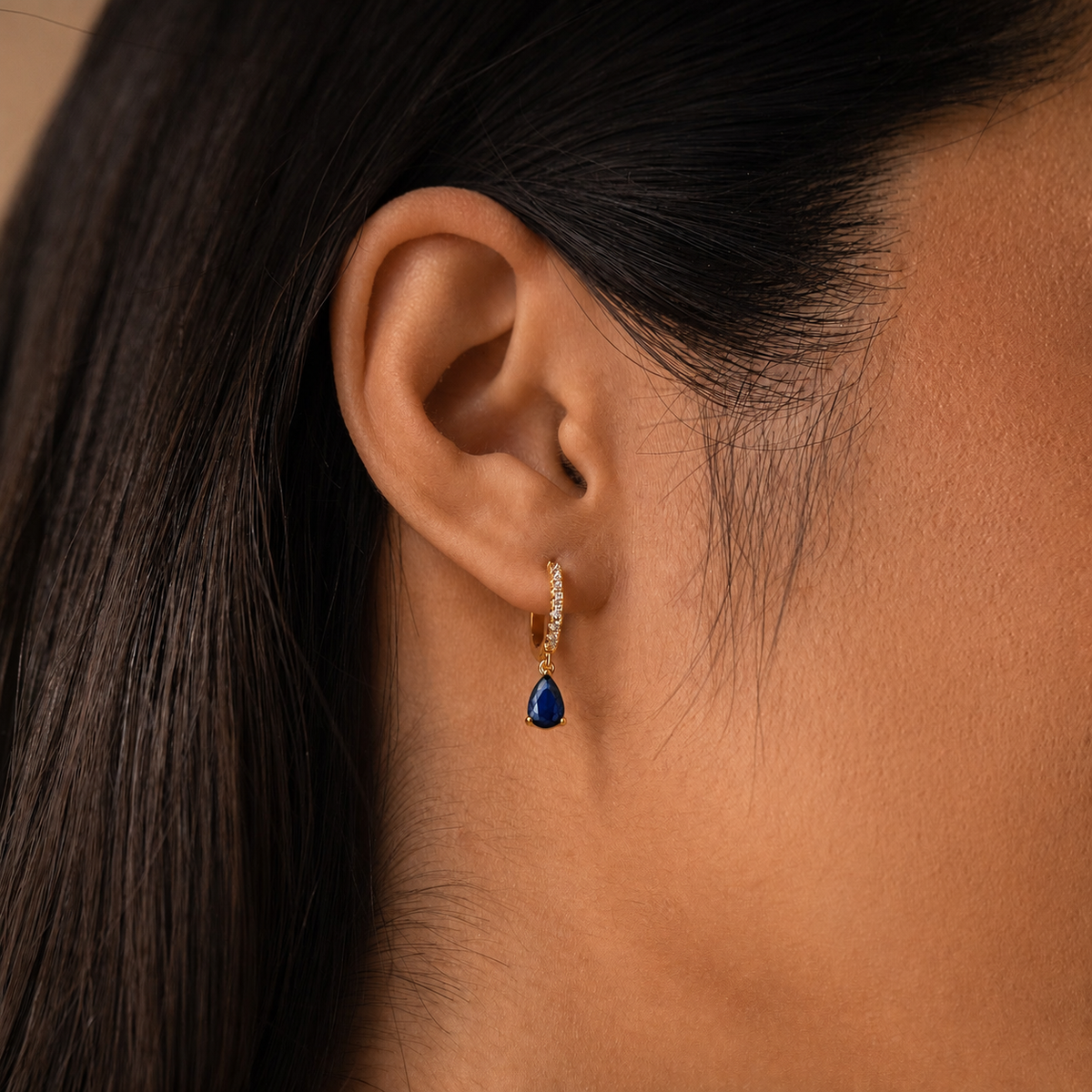Decorative Drop Huggies - Sparkling Earrings