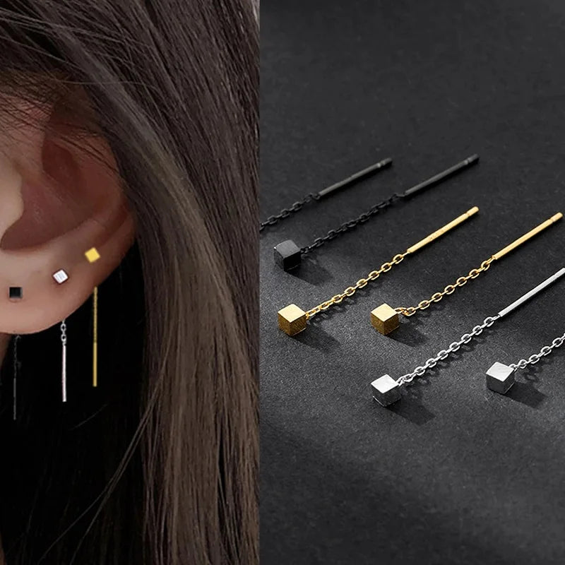 Kaelen – Cube Earrings with Elegant Tassels
