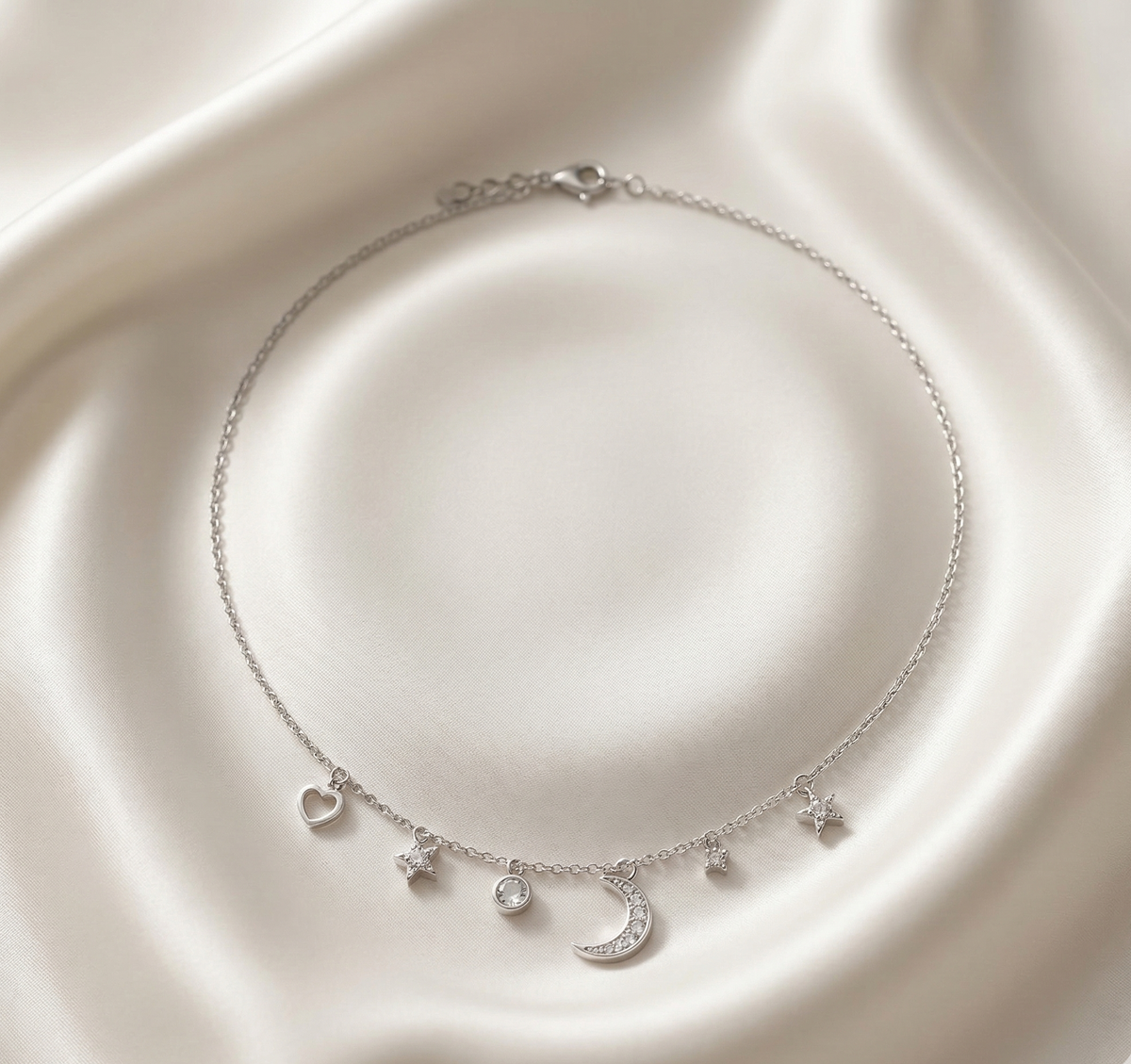 Moon, Star and Heart Charm Necklace