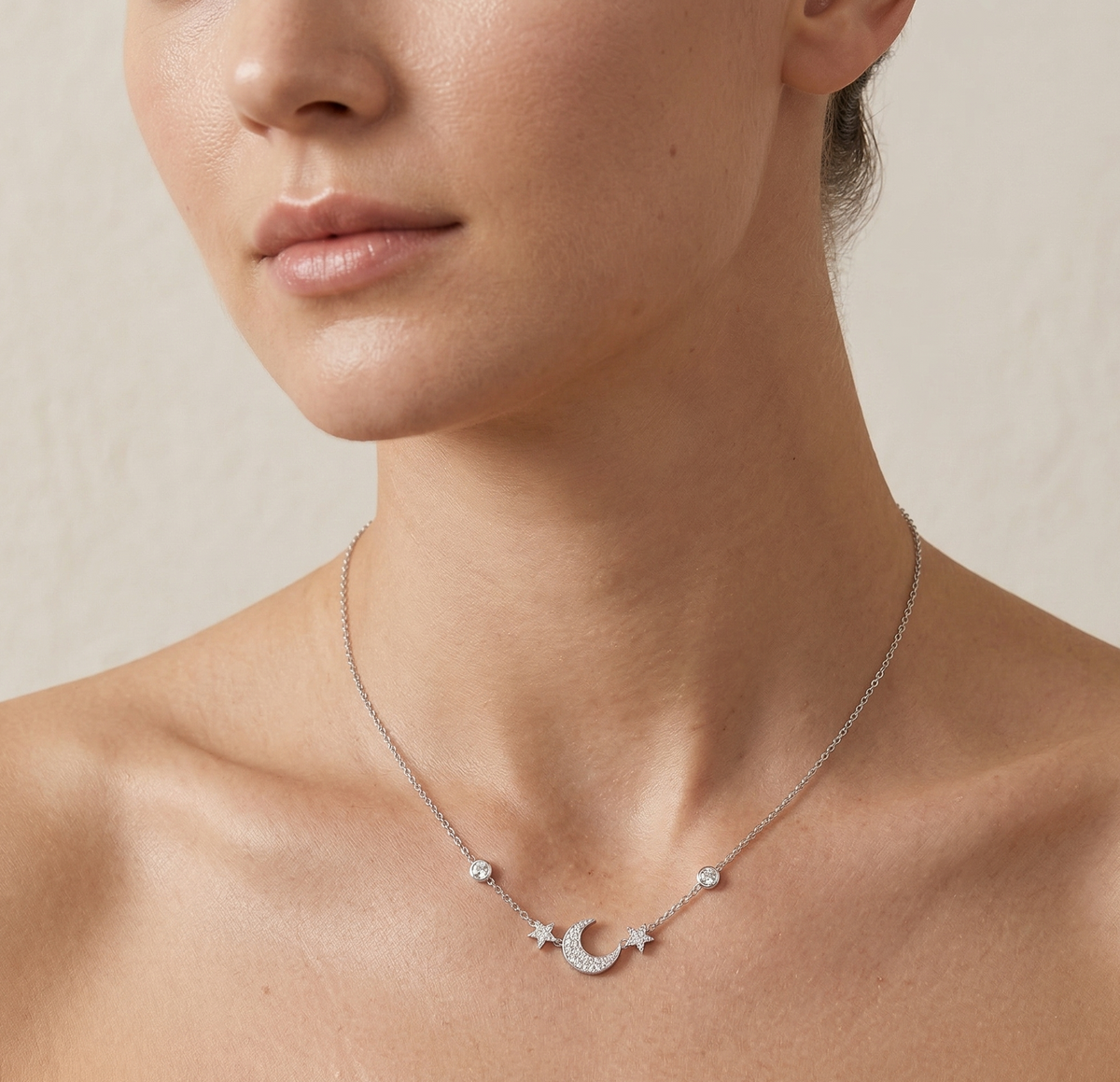 Delicate Moon and Star Necklace