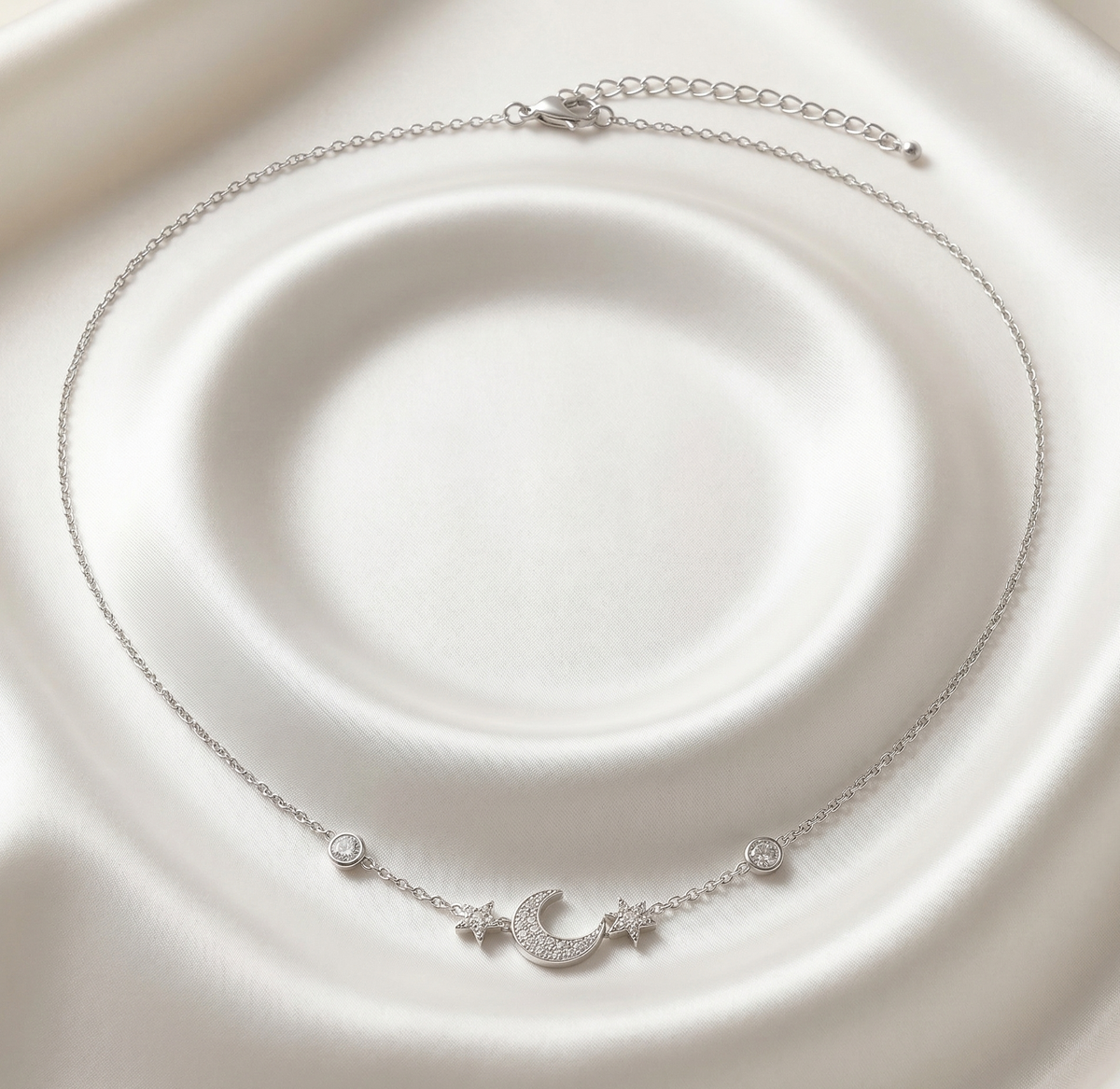 Delicate Moon and Star Necklace