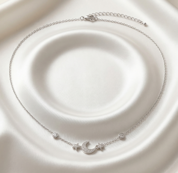 Delicate Moon and Star Necklace