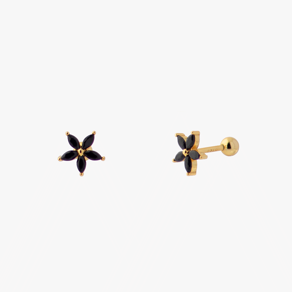 Women’s Flower Piercing with Five Petals and Screw Ball Closure