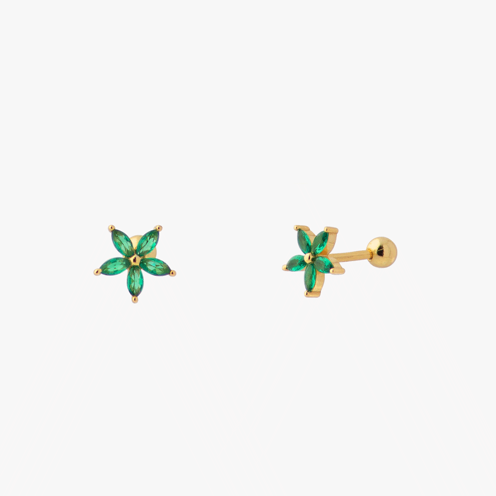 Women’s Flower Piercing with Five Petals and Screw Ball Closure