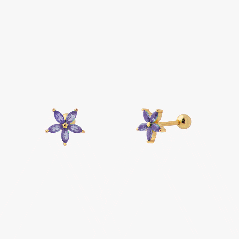 Women’s Flower Piercing with Five Petals and Screw Ball Closure