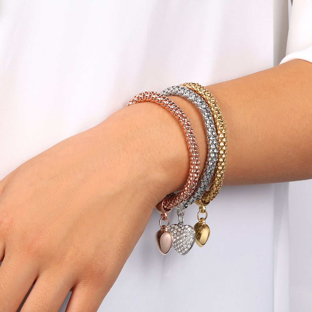 Aria – Metal bracelet with solid hearts