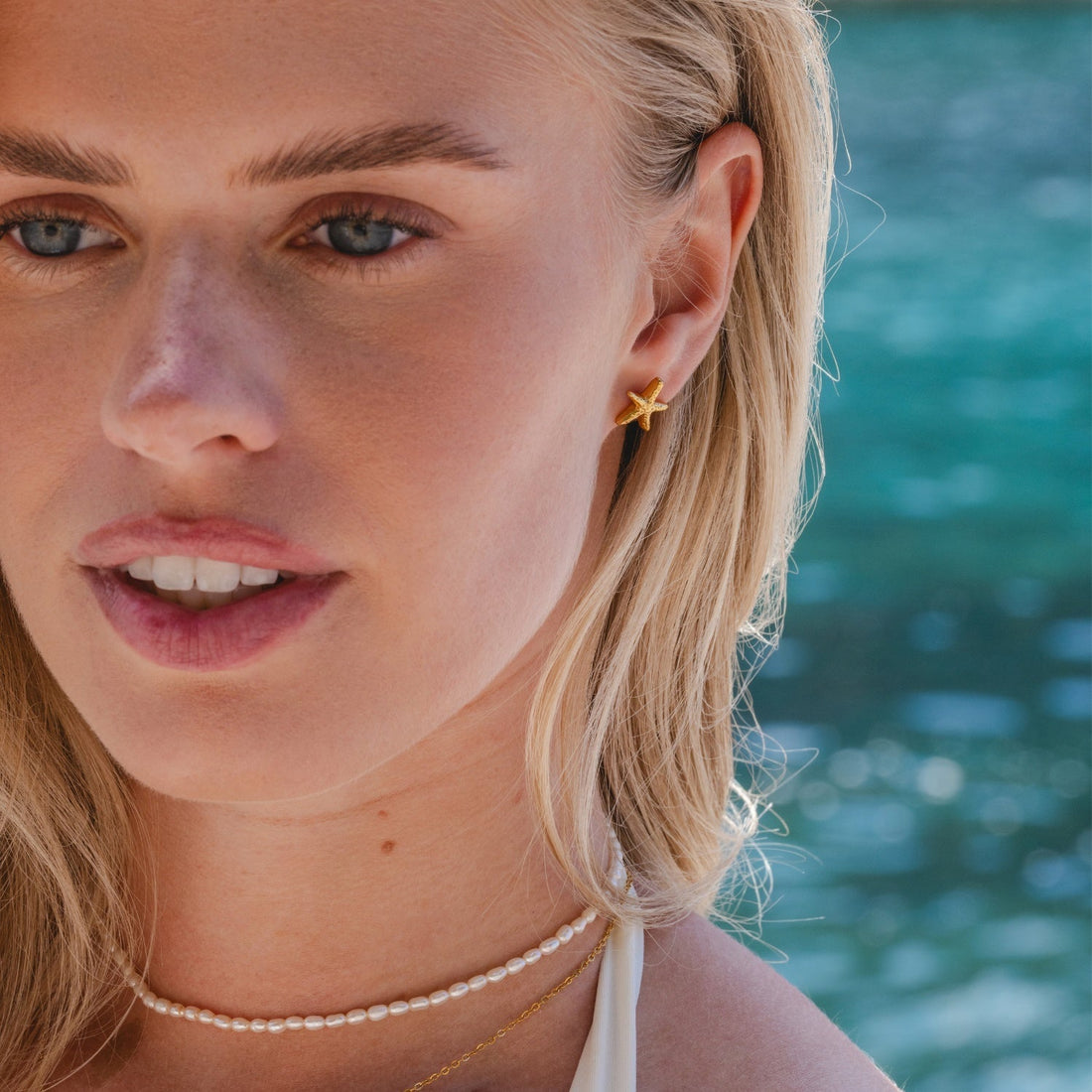 Women’s Star Earrings with Textured Surface and Coastal Inspired Design