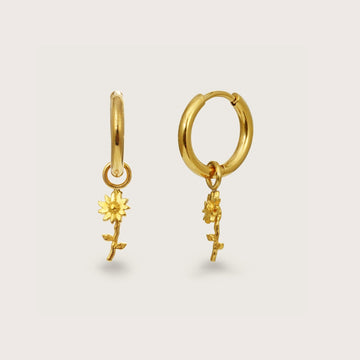 Women’s Huggie Earrings with Removable Sunflower Charms