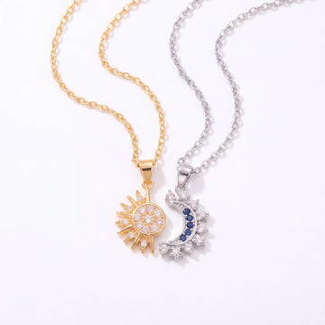 Women’s 2-piece Necklace Set with Sun and Moon Charms