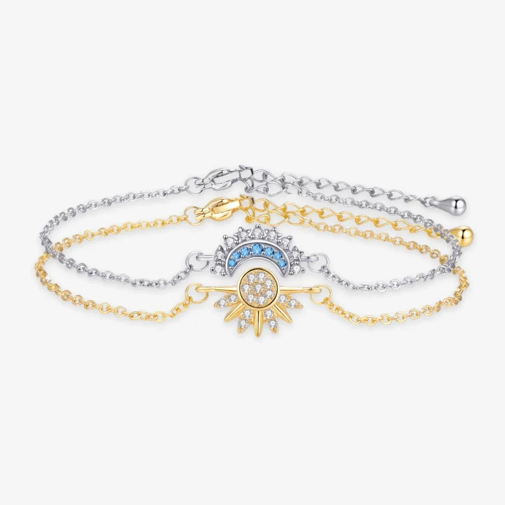 Women’s 2-piece Partner Bracelet Set with Sun and Moon Motif
