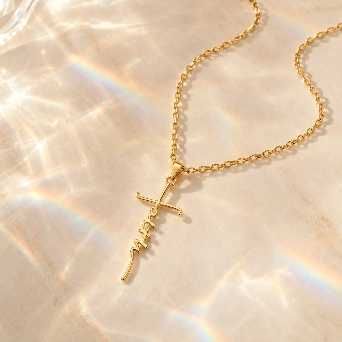 Women’s Cross Necklace with Faith Inscription