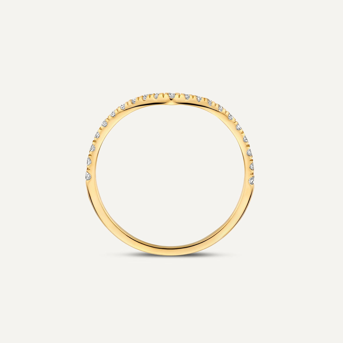 Women’s V-Ring with Round Stone Accent and Curved Contour