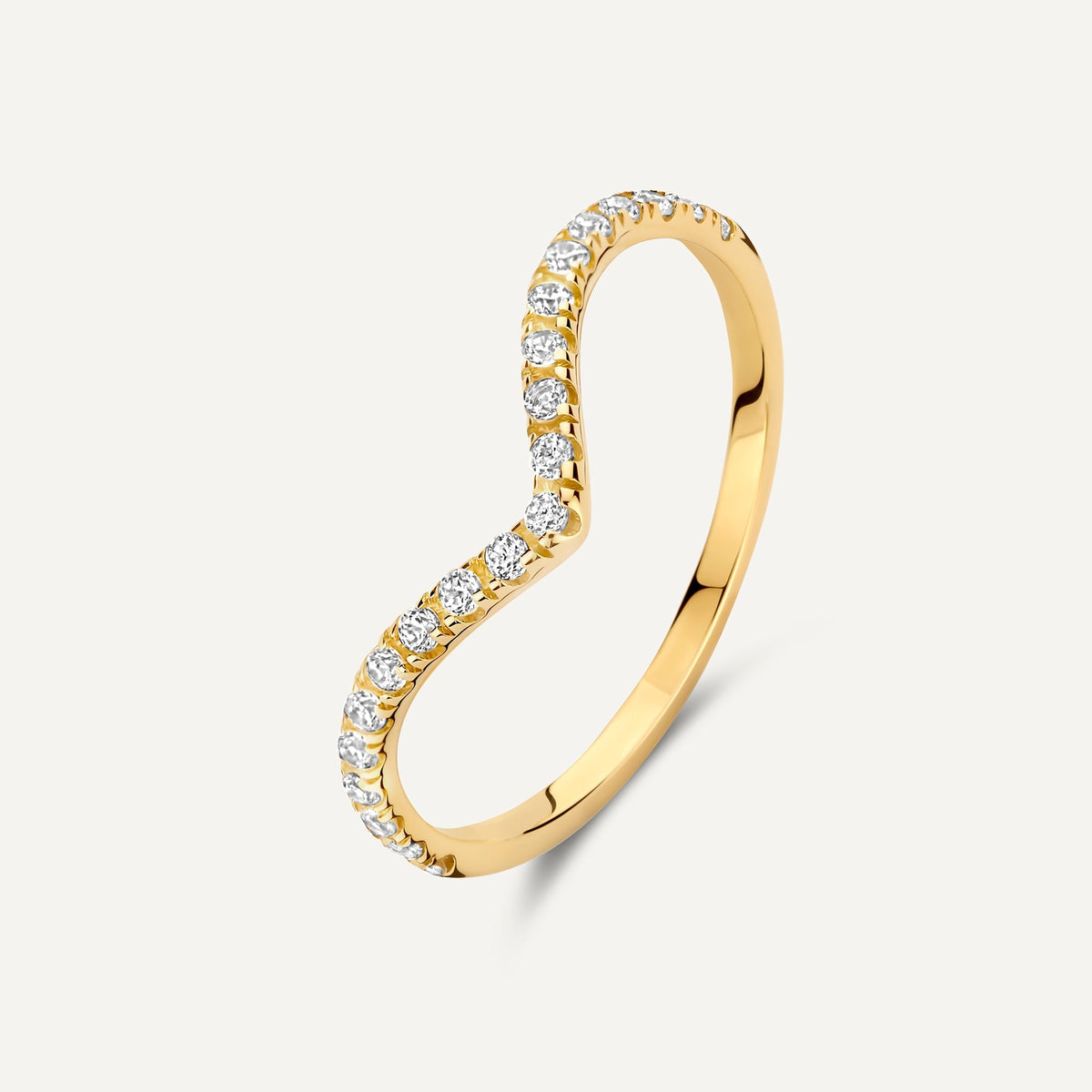 Women’s V-Ring with Round Stone Accent and Curved Contour